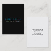 Trendy Black White Blue Minimalist Plain Visitekaartje (Voorkant / Achterkant)