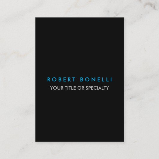 Trendy Black White Blue Minimalist Plain Visitekaartje (Voorkant)