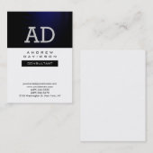 Trendy Black White Blue Monogram Visitekaartje (Voorkant / Achterkant)