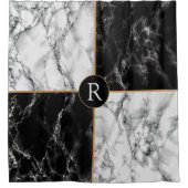 Trendy Black & White Check Marble - Letter toevoeg Douchegordijn (Voorkant)
