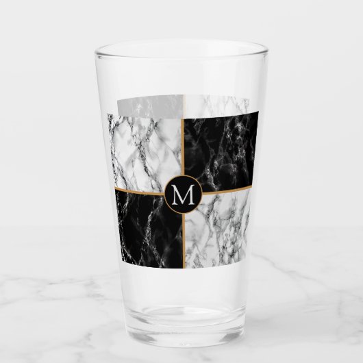Trendy Black & White Check Marble - Voeg je brief  Glas (Voorkant)