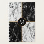 Trendy Black & White Check Marble - Voeg je brief Planner (Voorkant)
