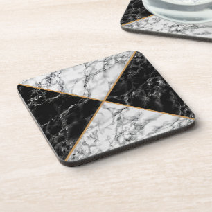 Trendy Black & White Checkered Marble Stones - Bier Onderzetter