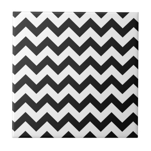 Trendy Black & White Chevron Pattern Tegeltje (Voorkant)