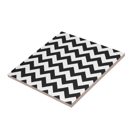 Trendy Black & White Chevron Pattern Tegeltje (Zijkant)