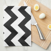 Trendy Black & White Chevron Pattern Theedoek (Quarter Fold)