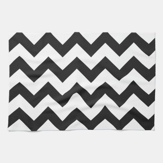 Trendy Black & White Chevron Pattern Theedoek (Horizontaal)