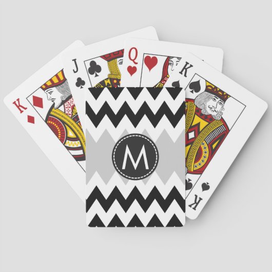 Trendy Black White Chevron Stripes Pattern Pokerkaarten (Achterkant)