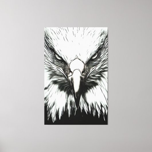 Trendy Black & White Eagle Canvas Afdruk (Voorkant)