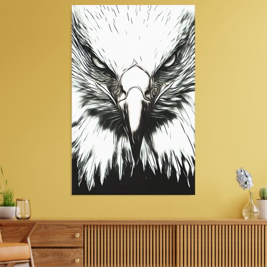 Trendy Black & White Eagle Canvas Afdruk (Insitu (Woonkamer))