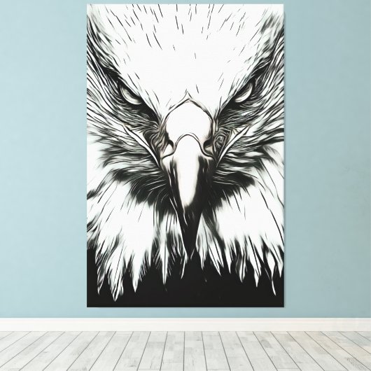 Trendy Black & White Eagle Canvas Afdruk (Insitu (Houten vloer))