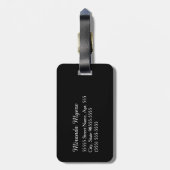 Trendy Black White Giraffe Print Monogramed Name Bagagelabel (Achterkant verticaal)