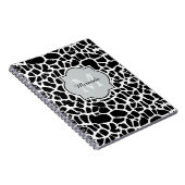 Trendy Black White Giraffe Print Monogramed Name Notitieboek (Rechterzijde)