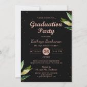 Trendy Black White Greenery Photo Graduy Party Kaart (Achterkant)
