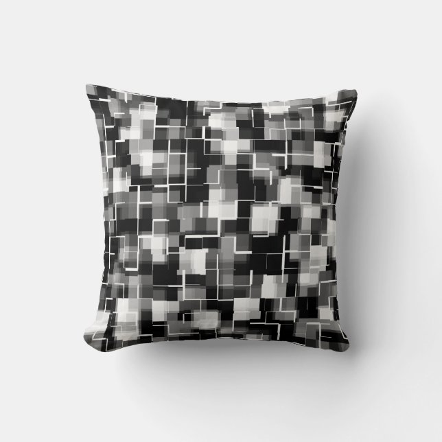 Trendy Black White Grey Abstract Pattern Kussen (Voorkant)