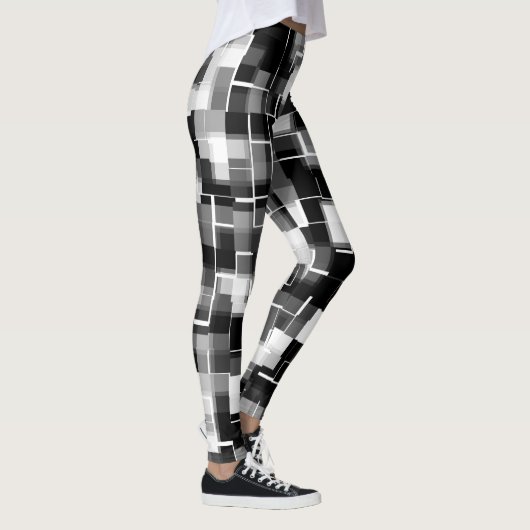 Trendy Black White Grey Abstract Pattern Leggings (Rechts)