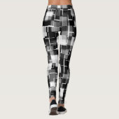 Trendy Black White Grey Abstract Pattern Leggings (Achterkant)