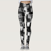 Trendy Black White Grey Abstract Pattern Leggings (Voorkant)