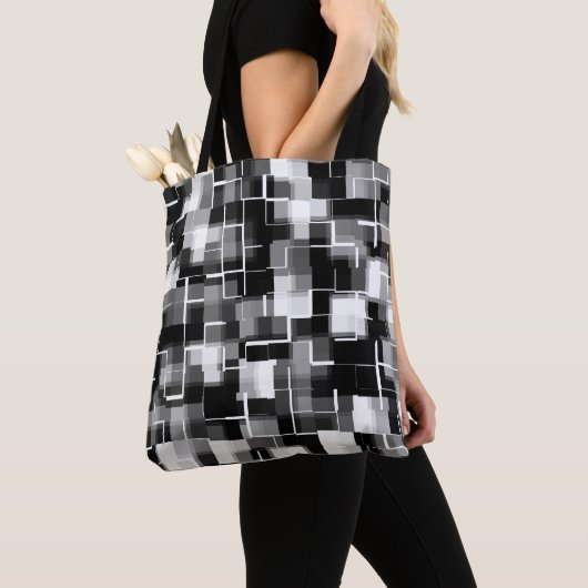 Trendy Black White Grey Abstract Pattern Tote Bag (Dichtbij)