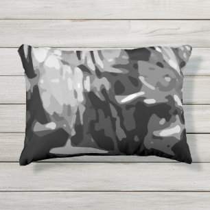Trendy Black White Grey Camo Abstract Pattern Buitenkussen