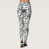 Trendy Black, White & Grey Camo Print Sports Leggings (Achterkant)