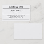 Trendy Black White Grey Manager Visitekaartje (Voorkant / Achterkant)