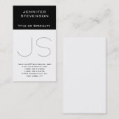 Trendy Black White Grey Monogram Visitekaartje (Voorkant / Achterkant)