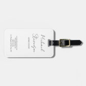 Trendy Black White Handwrite minimalist Bagagelabel (Voorkant horizontaal)