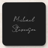 Trendy Black White Handwrite minimalist Bier Onderzetter (Voorkant)