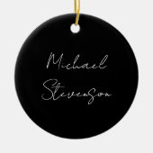 Trendy Black White Handwrite minimalist Keramisch Ornament (Voorkant)