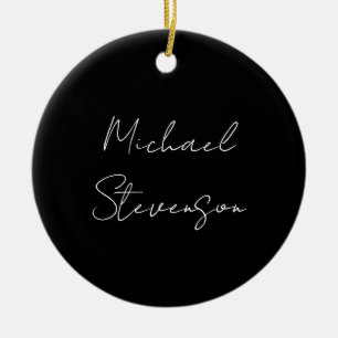 Trendy Black White Handwrite minimalist Keramisch Ornament