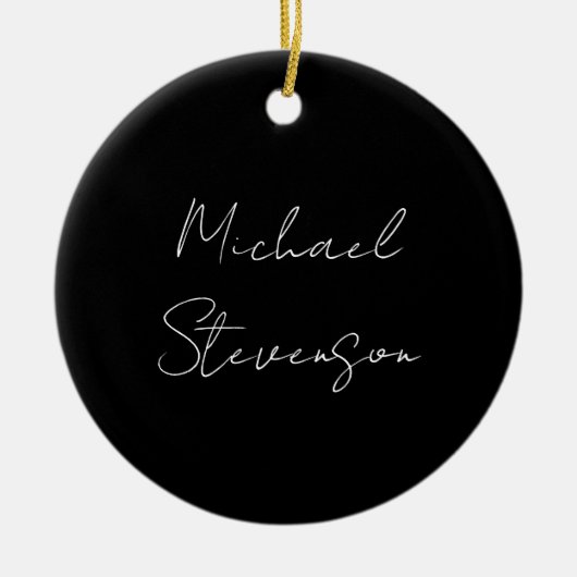 Trendy Black White Handwrite minimalist Keramisch Ornament (Voorkant)