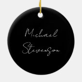 Trendy Black White Handwrite minimalist Keramisch Ornament (Achterkant)