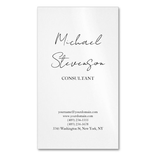 Trendy Black White Handwrite minimalist Magnetisch Visitekaartje (Voorkant Verticaal)