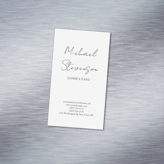 Trendy Black White Handwrite minimalist Magnetisch Visitekaartje (Voorbeeld)