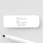 Trendy Black White Handwrite minimalist Naamplaatje (In situ)