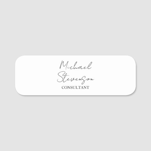 Trendy Black White Handwrite minimalist Naamplaatje (Voorkant)