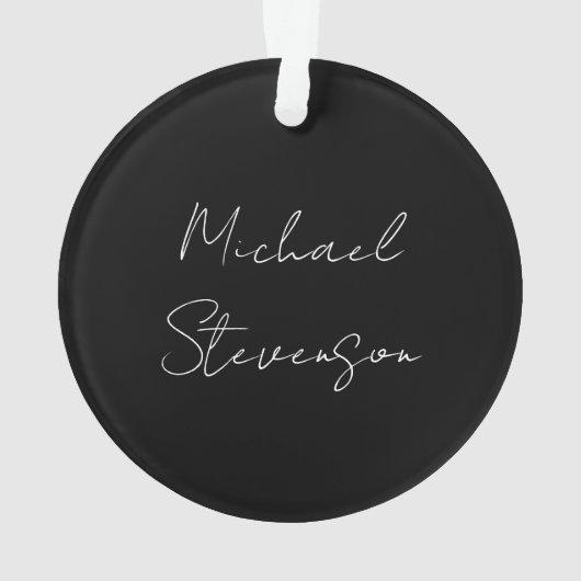 Trendy Black White Handwrite minimalist Ornament (achterkant)