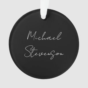 Trendy Black White Handwrite minimalist Ornament
