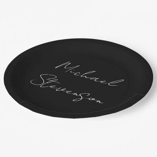 Trendy Black White Handwrite minimalist Papieren Bordje (Gekanteld)