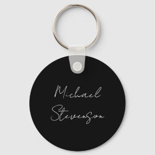 Trendy Black White Handwrite minimalist Sleutelhanger
