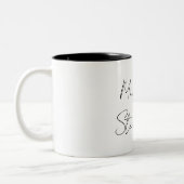 Trendy Black White Handwrite minimalist Tweekleurige Koffiemok (Links)