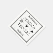 Trendy Black & White Heart & Arrow Wedding Servet (Hoek)