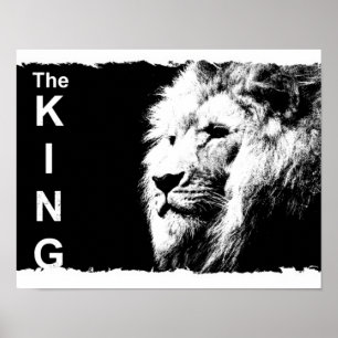 Trendy Black White Lion Sjabloon Natuur Dier Poster