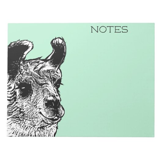 Trendy Black & White Llama Illustration Notitieblok (Voorkant)