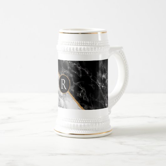 Trendy Black & White Marble Stone - Add Letter/Yea Bierpul (Voorkant rechts)