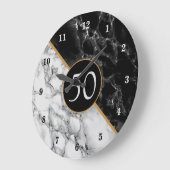 Trendy Black & White Marble Stone - Jaar / Leeftij Grote Klok (Hoek)
