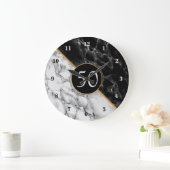 Trendy Black & White Marble Stone - Jaar / Leeftij Grote Klok (Huis)