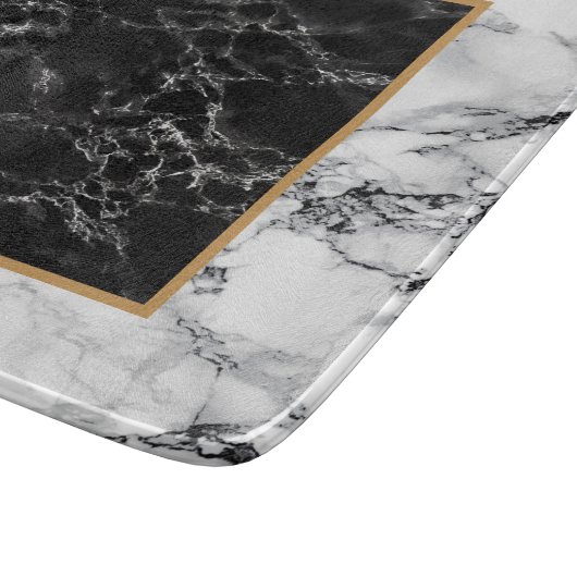 Trendy Black & White Marble Stone - Modern Snijplank (Hoek)