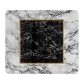 Trendy Black & White Marble Stone - Modern Snijplank (Voorkant)